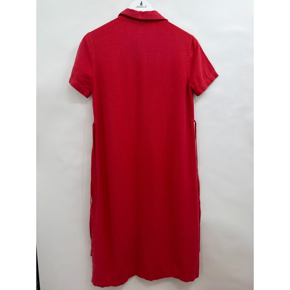 Casual Corner Annex Petite Red Linen Button Down Shirt Dress Short Sleeve 12P - Picture 2 of 7